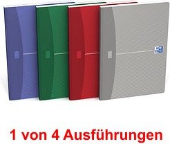 OXFORD Notizbuch Office Essentials DIN A5 kariert, blau/grün/rot/grau Softcover 192 Seiten, 1 St.