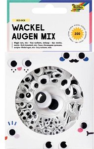 folia Wackelaugen weiß BIG BOX MIX Ø 5,0 - 20,0 mm, 200 St.