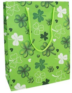 Thumbnail - Idena Geschenktüte Glücksklee grün 18,0 x 23,0 cm