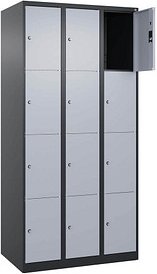 CP Schließfachschrank Classic Plus schwarzgrau, weißaluminium 080000-304 S10033, 12 Schließfächer 90,0 x 50,0 x 185,0 cm