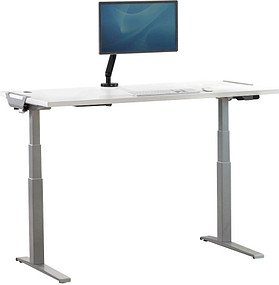 Fellowes Levado elektrisch höhenverstellbarer Schreibtisch weiß rechteckig, C-Fuß-Gestell silber 160,0 x 80,0 cm