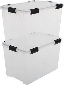 IRIS Ohyama Water Proof Aufbewahrungsboxen 2x 70,0 l transparent, schwarz 39,0 x 59,0 x 44,0 cm, 2 St.