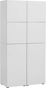 MÖBELPARTNER Spind Locked weiß 702029, 6 Schließfächer 90,8 x 40,7 x 185,2 cm