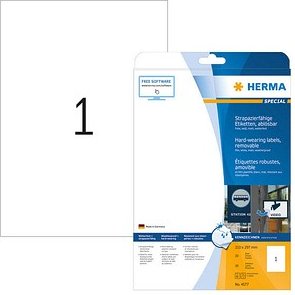Thumbnail - 20 HERMA wetterfeste Folienetiketten 4577 weiß 210,0 x 297,0 mm