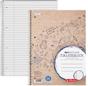 herlitz Collegeblock Recycling liniert DIN A4 Innenrand, 1 St.