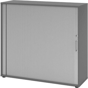 HAMMERBACHER Popular Rollladenschrank grafit, silber 2 Fachböden 120,0 x 40,0 x 110,0 cm