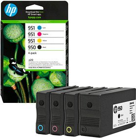 HP 950 + 951 (6ZC65AE) schwarz, cyan, magenta, gelb Druckerpatronen, 4er-Set