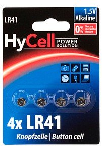HyCell Knopfzellen LR41 Alkali-Mangan 1,5 V, 4 St.