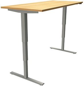 fm Sidney elektrisch höhenverstellbarer Schreibtisch buche rechteckig, T-Fuß-Gestell silber 160,0 x 80,0 cm