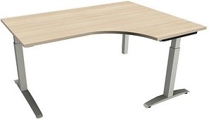 fm Sidney höhenverstellbarer Schreibtisch akazie Bogenform, C-Fuß-Gestell Quadratrohr silber 160,0 x 80,0 cm