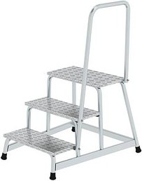 Thumbnail - MUNK Montagetritt mit Handlauf 50043 silber 3 Stufen, H: 60,0 cm
