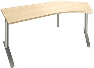 fm fastline Schreibtisch königsahorn Bogenform, C-Fuß-Gestell silber 220,0 x 80,0 cm