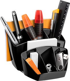 cep Schreibtisch-Organizer Mineral schwarz Polystyrol 6 Fächer 14,3 x 15,8 x 9,3 cm