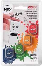 Thumbnail - 4 COLOP Stempelkissen Little Nio Classic noble blue, smooth green, shiny orange, brave red 4x 1,7 x 1,7 cm