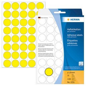 Thumbnail - HERMA Klebepunkte 2251 gelb Ø 19,0 mm, 1.280 St.