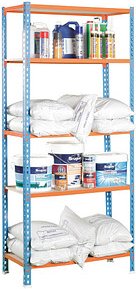 Simonrack Schwerlastregal KIT MADERCLICK PLUS 5/400 458100025201045 orange, blau 100,0 x 40,0 x 200,0 cm