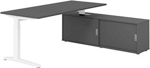 HAMMERBACHER XBE19SB höhenverstellbarer Schreibtisch grafit rechteckig, C-Fuß-Gestell weiß 180,0 x 80,0 cm