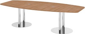 HAMMERBACHER Konferenztisch KT28S nussbaum Tonnenform, Rundrohr chrom, 280,0 x 85,0 - 130,0 x 74,0 cm