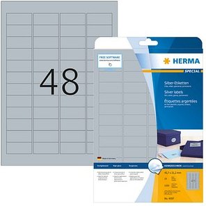 1.200 HERMA Folienetiketten 4097 silber 45,7 x 21,2 mm