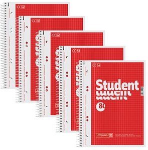 BRUNNEN Collegeblöcke Student Kleinformat kariert DIN A5 Innenrand, 5 Blöcke