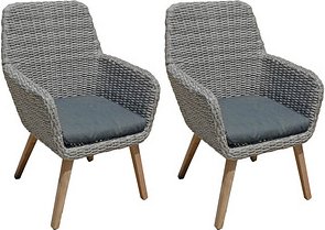 Garden Pleasure Gartenstühle mit Armlehnen PAPALLO grau, Holz, 2 St.