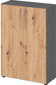 HAMMERBACHER Aktenschrank 4550, V4550/G/R/BM grafit, asteiche 2 Fachböden 80,0 x 34,6 x 114,4 cm