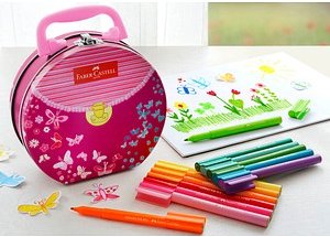 FABER-CASTELL Connector Handtasche Filzstifte farbsortiert, 33 St.