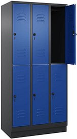 CP Spind Classic PLUS enzianblau, schwarzgrau 080320-30 S10137, 6 Schließfächer 90,0 x 50,0 x 195,0 cm