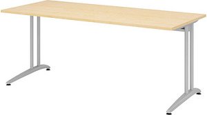 HAMMERBACHER BS19 Schreibtisch ahorn rechteckig, C-Fuß-Gestell silber 180,0 x 80,0 cm