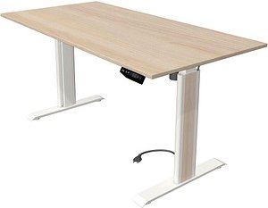 Kerkmann Move 1 advance elektrisch höhenverstellbarer Schreibtisch ahorn rechteckig, T-Fuß-Gestell weiß 160,0 x 80,0 cm