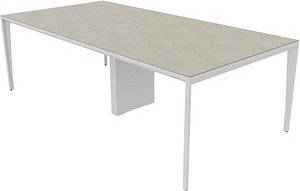 Quadrifoglio Konferenztisch X5 beton rechteckig, 4-Fuß-Gestell weiß, 240,0 x 120,0 x 75,0 cm
