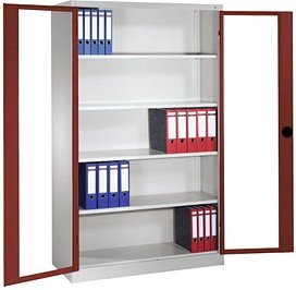 CP Metallschrank 8930-055 S10101 lichtgrau, rubinrot, Acrylglas 120,0 x 40,0 x 195,0 cm, aufgebaut, 1 St.