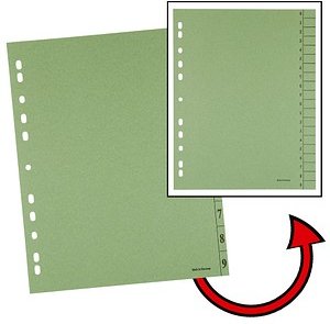Thumbnail - Trennblätter DIN A4 0-9 grün, 250 g/qm, 100 St.