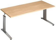 röhr Techno höhenverstellbarer Schreibtisch ahorn rechteckig, C-Fuß-Gestell silber 180,0 x 80,0 cm