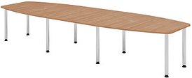 HAMMERBACHER Konferenztisch KT40C nussbaum Tonnenform, Rundrohr chrom, 400,0 x 85,0/130,0 x 72,0 - 74,0 cm