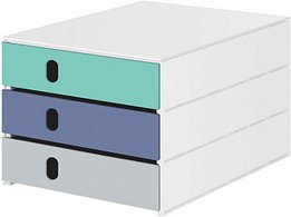 styro Schubladenbox styroval pro feelings Sea Shore grün, blau, grau 14-8050.Au, DIN A4 mit 3 Schubladen, 1 St.