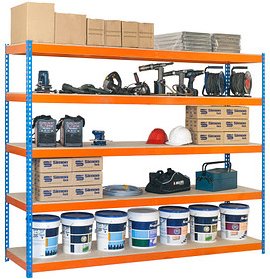 Simonrack Schwerlast-Weitspannregal SIMONFORTE CHIPBOARD 8435104951088 blau, orange 150,0 x 45,0 x 200,0 cm