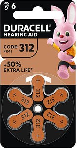 DURACELL Knopfzellen 312 AC Zink-Luft 1,45 V, 6 St.