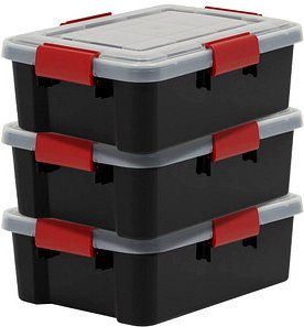 3 IRIS Ohyama AT-S BkR/C/D.Red Aufbewahrungsboxen 3x 10,0 l schwarz, transparent, rot 29,0 x 39,0 x 14,6 cm