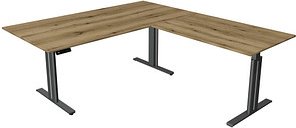 Kerkmann Move 3 elegant elektrisch höhenverstellbarer Schreibtisch eiche L-Form, T-Fuß-Gestell grau 200,0 x 220,0 cm