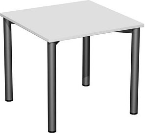 Thumbnail - geramöbel Flex Schreibtisch lichtgrau, anthrazit quadratisch, 4-Fuß-Gestell grau 80,0 x 80,0 cm
