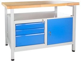 ADB Werkbank lichtgrau, blau 3 Schubladen 120,0 x 60,0 x 84,0 cm