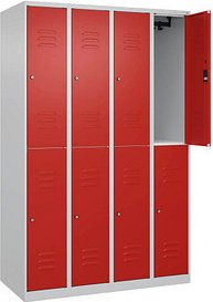 CP Spind Classic Plus lichtgrau, verkehrsrot 080300-40 S10029, 8 Schließfächer 120,0 x 50,0 x 185,0 cm