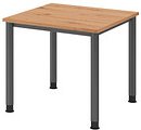 HAMMERBACHER HS08 höhenverstellbarer Schreibtisch asteiche quadratisch, 4-Fuß-Gestell grau 80,0 x 80,0 cm