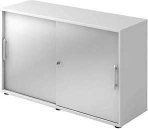 HAMMERBACHER Schiebetürenschrank, V1752S/W/S/RE silber, weiß 1 Fachboden 120,0 x 40,0 x 74,8 cm