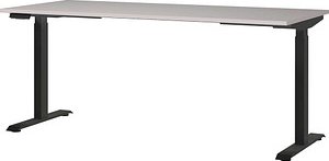 GERMANIA JET höhenverstellbarer Schreibtisch kaschmir rechteckig, T-Fuß-Gestell schwarz 180,0 x 80,0 cm