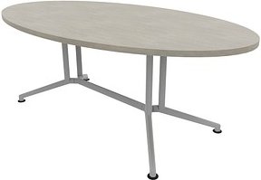 Quadrifoglio Konferenztisch X2 beton oval, V-Gestell alu, 200,0 x 110,0 x 74,0 cm