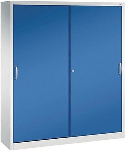 CP Schiebetürenschrank C 2000 Acurado, 2140-00 S10110 lichtgrau, enzianblau 8 Fachböden 160,0 x 40,0 x 195,0 cm
