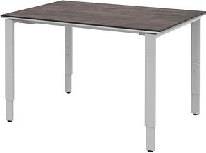 röhr Imperia höhenverstellbarer Schreibtisch quarzit rechteckig, 4-Fuß-Gestell silber 120,0 x 80,0 cm