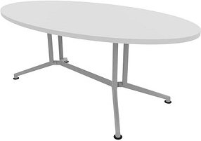 Quadrifoglio Konferenztisch X2 weiß oval, V-Gestell alu, 200,0 x 110,0 x 74,0 cm